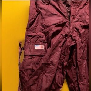 Vintage UFO Cargo Pants Parachute Rave Maroon RARE Baggy Skate Y2K Size 2x Small